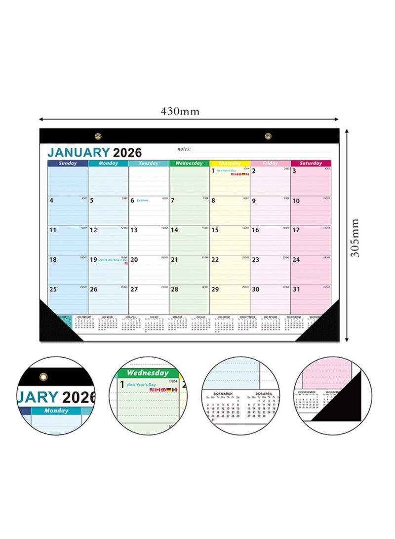 نيمبوت تقويم حائطي شهري للمكتب والحائط 2026-2027، تقويم مكتبي مع واقيات زوايا، 18 شهرًا، ورق سميك، قائمة مهام وملاحظات (من يناير 2026 إلى يونيو 2027) - Image 2